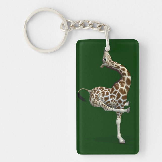 Funny Sporty Giraffe Key Ring (Front)