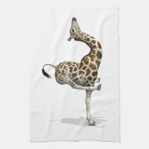 Funny Sporty Giraffe Tea Towel
