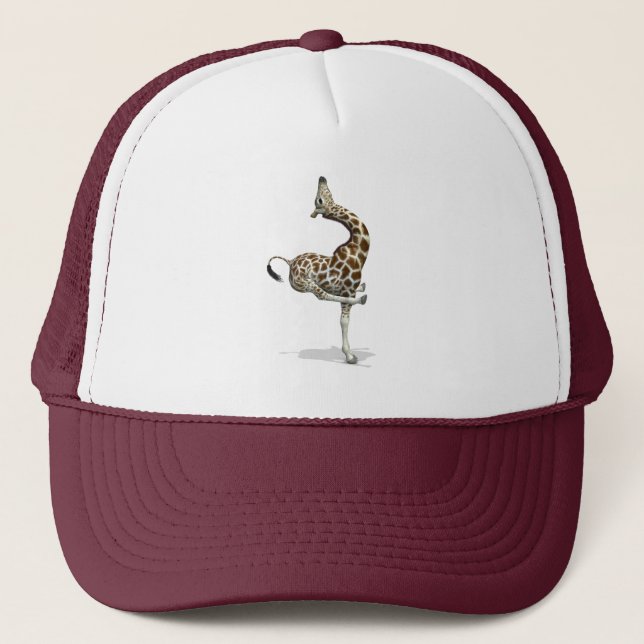 Funny Sporty Giraffe Trucker Hat (Front)