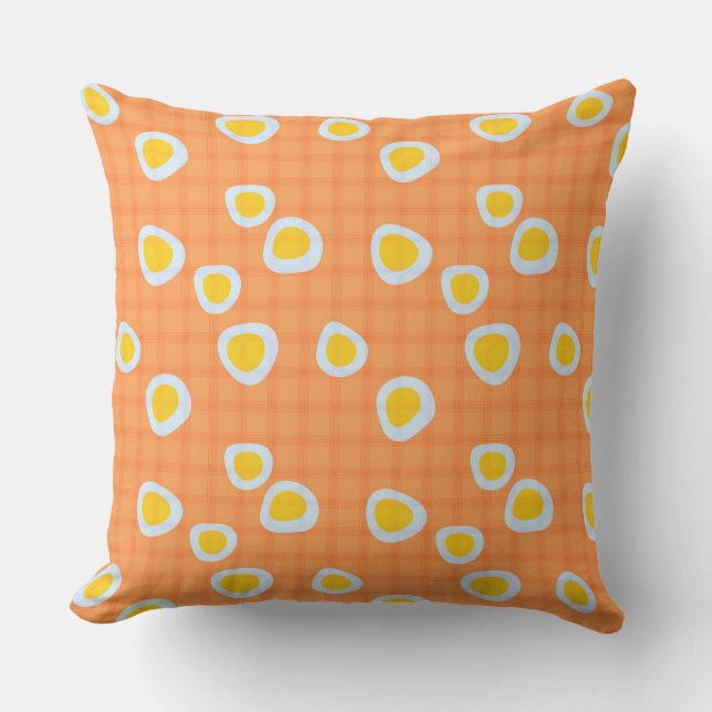 Funny spots on a yellow chequered background cushion (Front)