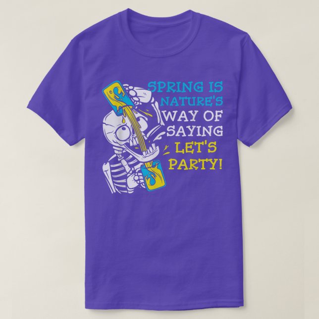 Funny Spring Break Vacation Skeleton Hand Beer Gla T-Shirt (Design Front)
