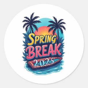 Funny Springbreak 2025 Matching Family Squad  Classic Round Sticker