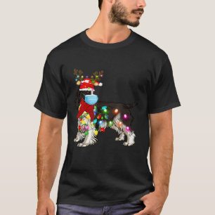 Funny Springer Spaniel Santa Hat Xmas Lights Dog T-Shirt