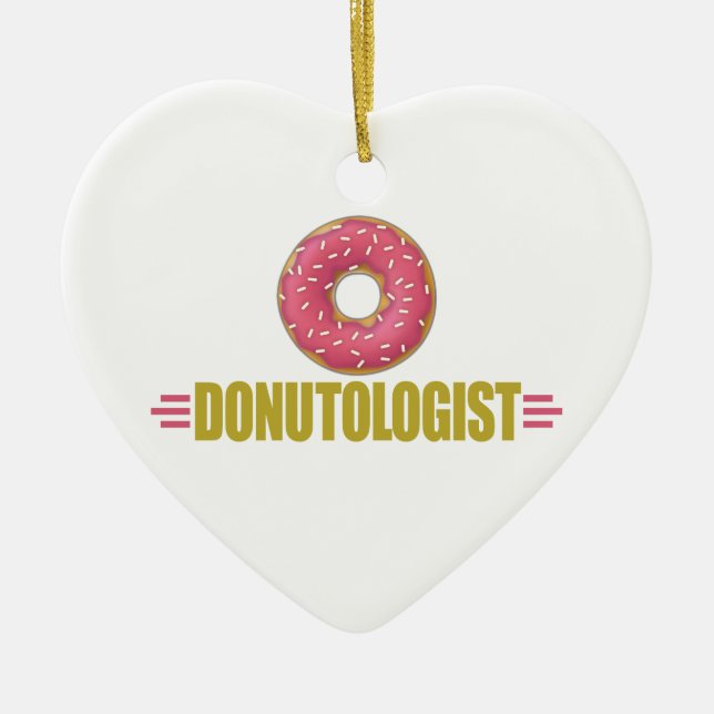 Funny Sprinkle Doughnut Lover Ceramic Ornament (Front)