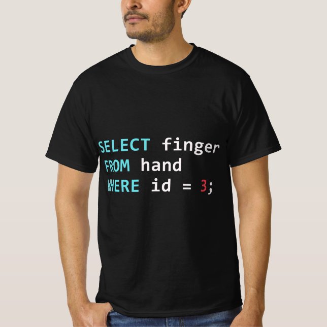 Funny SQL Query Geek Database Programmer  T-Shirt (Front)