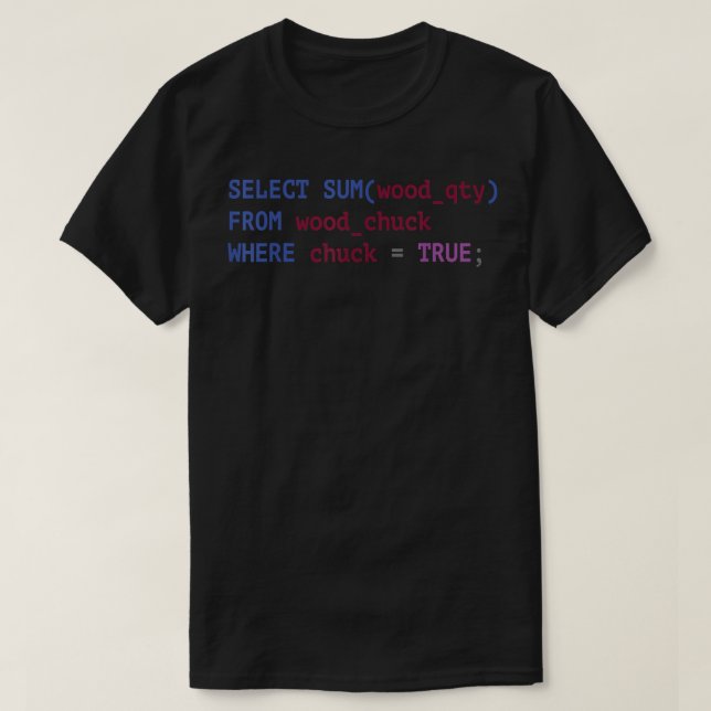 Funny SQL Tshirts Coder  Programmer Tshirt Program (Design Front)