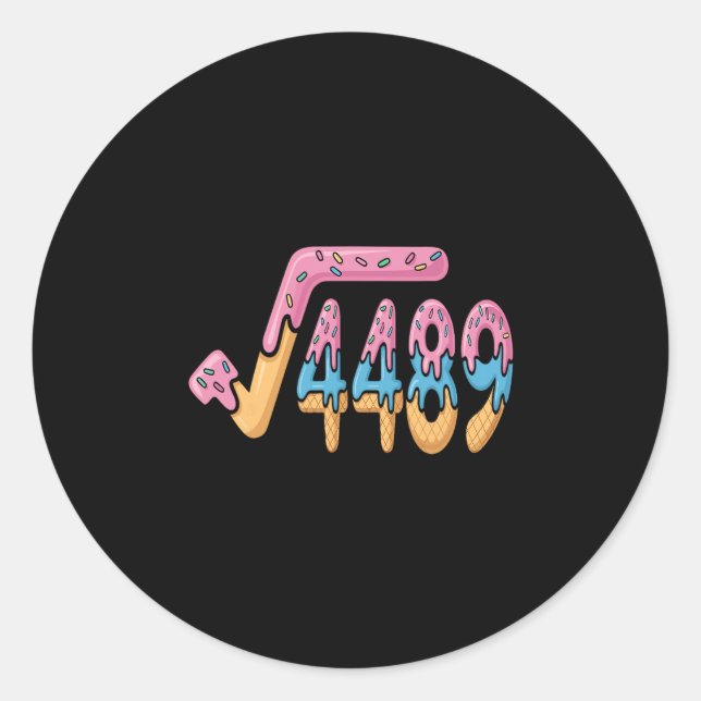 Funny Square Root 4489 Funny 67 Math Ice Cream Mem Classic Round Sticker (Front)