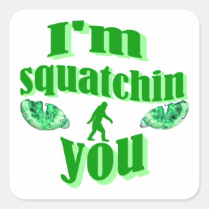Funny squatching square sticker