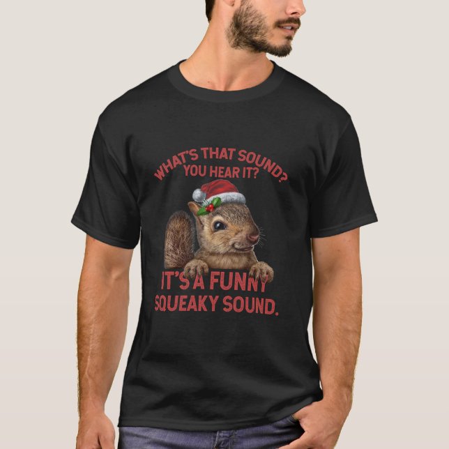 Funny Squeaky Sound Long Shirt Christmas Squirrel  (Front)