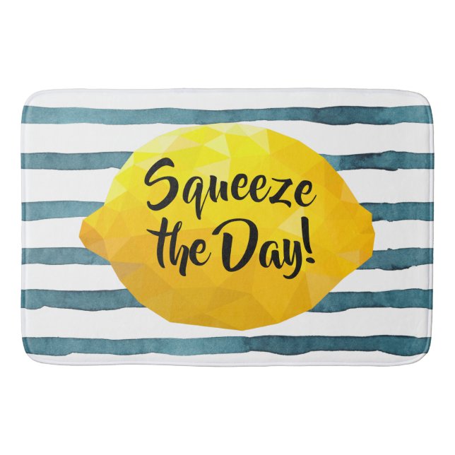 Funny Squeeze the Day Script 3D Lemon Bath Mat (Front)