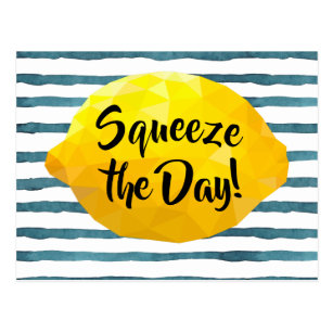 Funny Squeeze the Day Script 3D Lemon Postcard