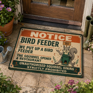 Funny Squirrel Bird Feeder Restaurant Outdoor Door Doormat