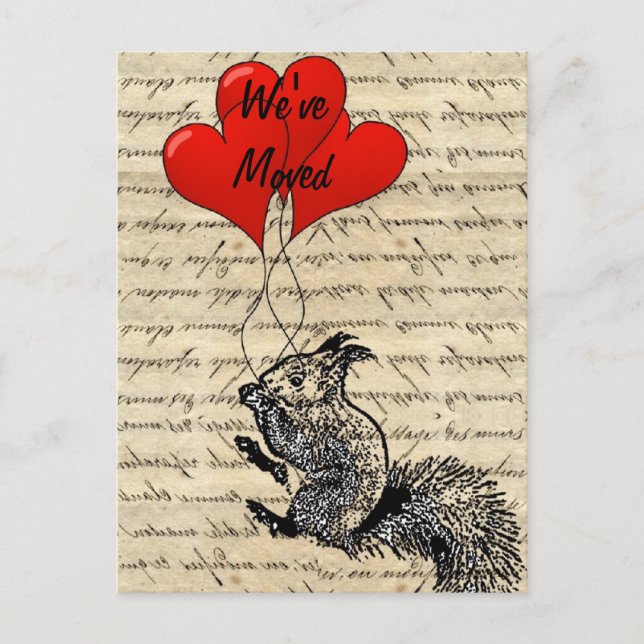 Funny squirrel change of address announcement postcard (Front)