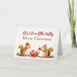 Funny Squirrel Christmas Cocktail Watercolor Holiday Card