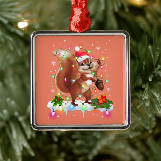 Funny Squirrel Christmas Decorations Santa Hat Xma (Tree)