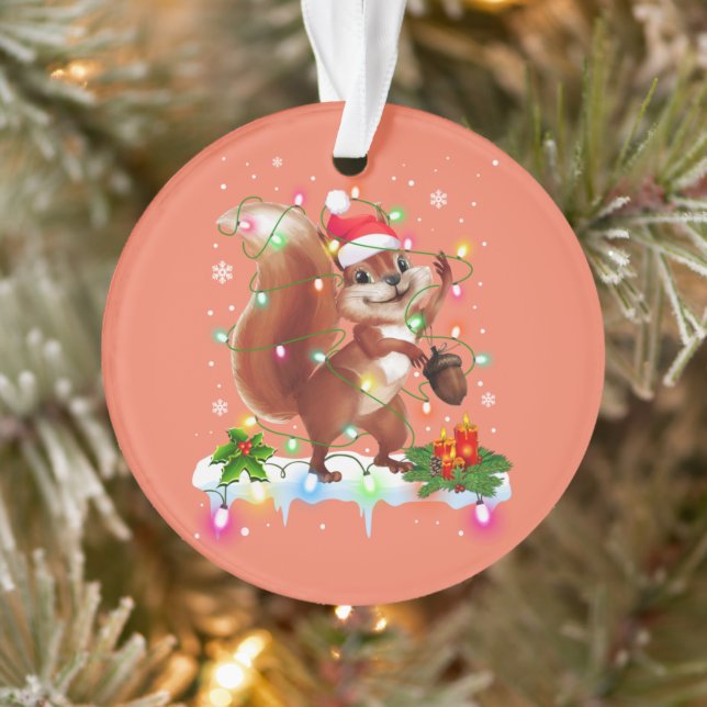 Funny Squirrel Christmas Decorations Santa Hat Xma (Tree)