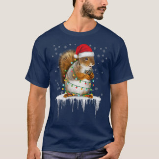 Funny Squirrel Christmas Decorations Santa Hat Xma T-Shirt