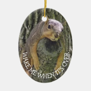 Funny Squirrel Christmas Humor Ceramic Ornament