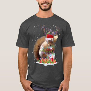 Funny Squirrel Christmas Reindeer Christmas Lights T-Shirt