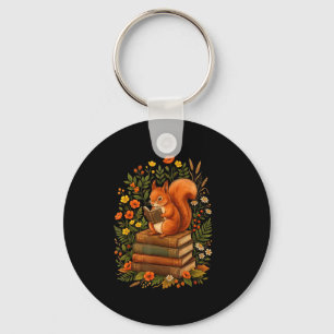 Funny squirrel cottagecore fairycore librarian key ring