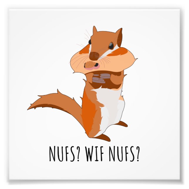Funny Squirrel funny Saying Mouth full Nuts Joke Photo Print (Front)