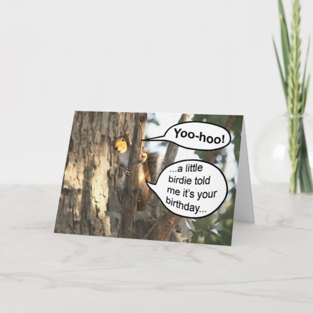 Funny squirrel happy birthday card - Yoo hoo (Front)