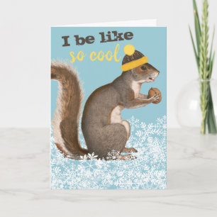 Funny squirrel knitting crochet handmade Christmas Holiday Card