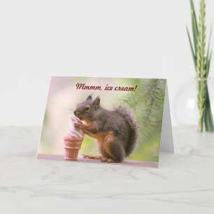 Funny Squirrel Licking Ice Cream Cone Card