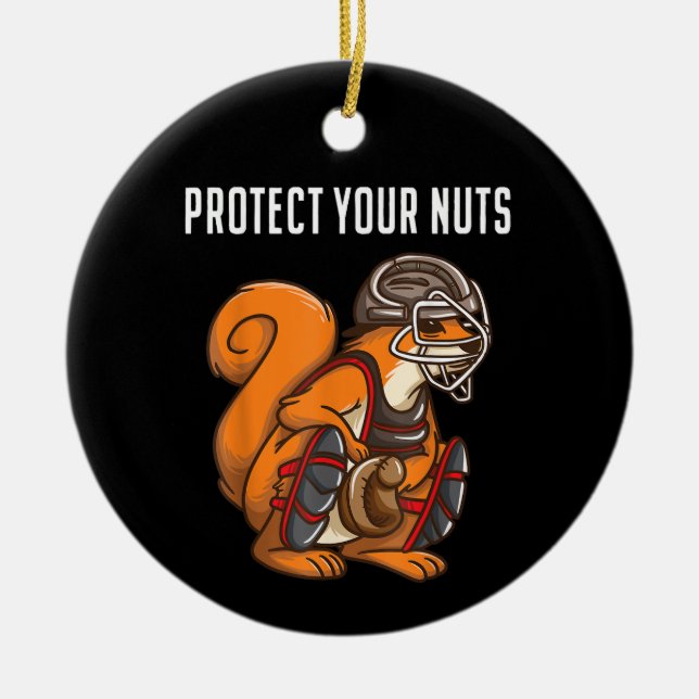 Funny Squirrel Lover Baseball Catcher Gift Boys Gi Ceramic Ornament (Front)
