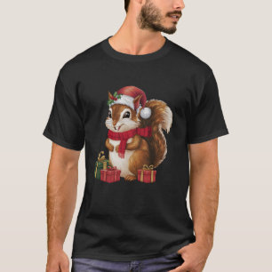 Funny Squirrel Lover Xmas Holiday Santa Squirrel C T-Shirt