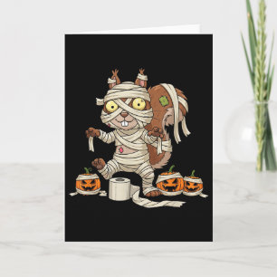 Funny Squirrel Mummy Pumpkin Halloween Kids Mens W Card