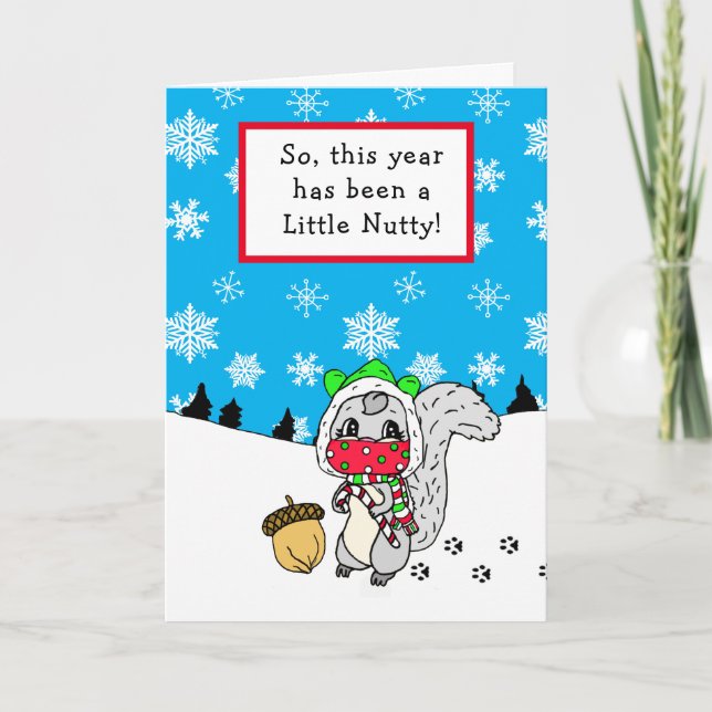 Funny Squirrel Nutty Year, Christmas Card (Front)