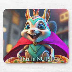 Funny Squirrel Pizza Nuts Design Mouse Pad