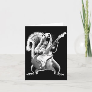 Funny Squirrel Playing Guitar Rock Star Music Men Card