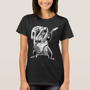 Funny Squirrel Playing Guitar Rock Star Music Men T-Shirt