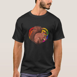 Funny Squirrel Rainbow Heart Animal Lover Gay Prid T-Shirt