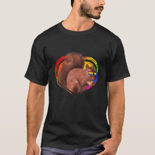Funny Squirrel Rainbow Heart Animal Lover Gay Prid T-Shirt