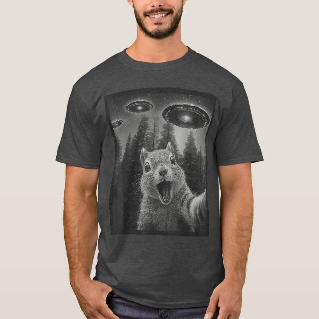Funny Squirrel Sie Alien UFO Gifts for Men Women B T-Shirt (Front)