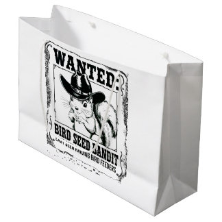 Funny Squirrel Wanted Poster | Bird Seed Bandit Co Large Gift Bag