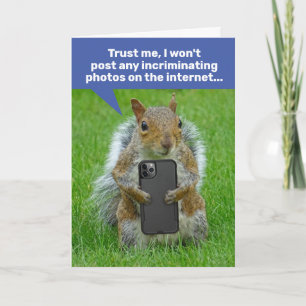 Funny Squirrel With Cell Phone Taking Pics Card