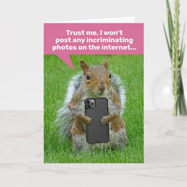 Funny Squirrel With Cell Phone Taking Pics Card (Front)
