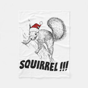 Funny Squirrel With Hat Christmas Vacation Old Fas Fleece Blanket