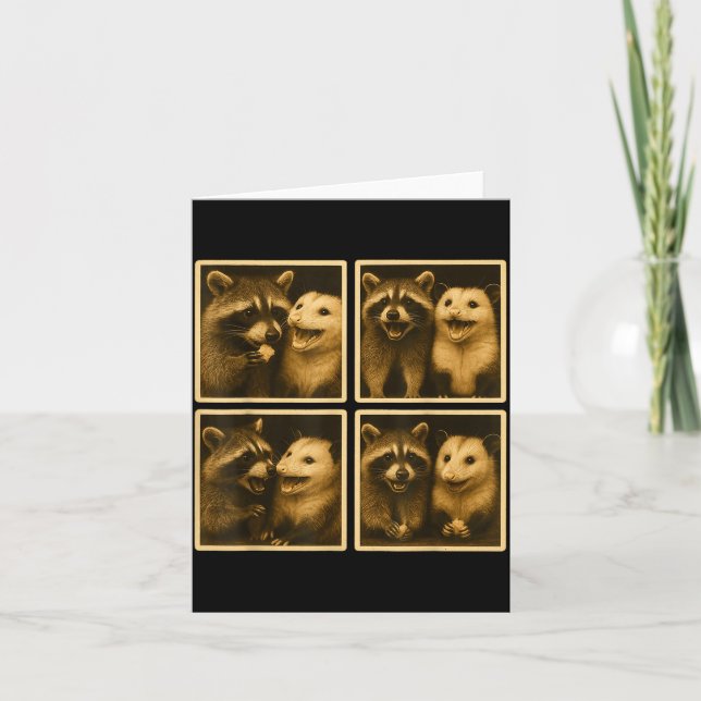 Funny Ssum And Raccoon Photobooth Selfie Trash Fer Card (Front)