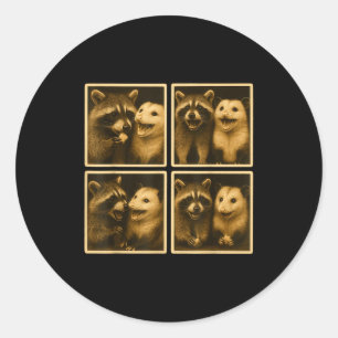 Funny Ssum And Raccoon Photobooth Selfie Trash Fer Classic Round Sticker