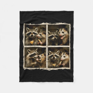 Funny Ssum And Raccoon Photobooth Selfie Trash Fer Fleece Blanket