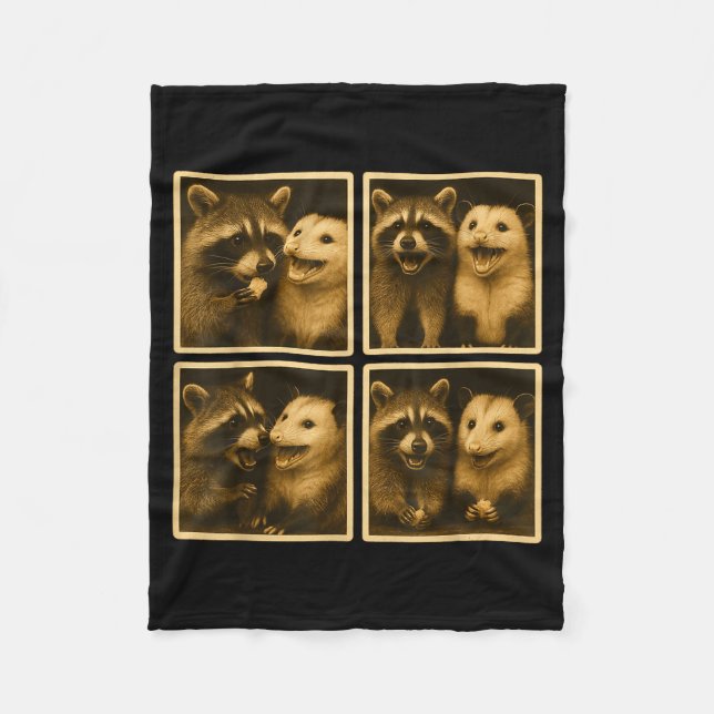 Funny Ssum And Raccoon Photobooth Selfie Trash Fer Fleece Blanket (Front)