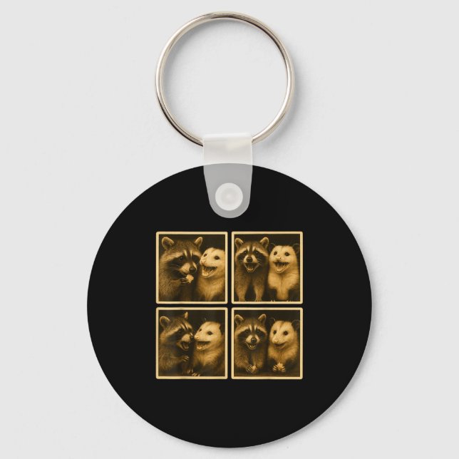 Funny Ssum And Raccoon Photobooth Selfie Trash Fer Key Ring (Front)