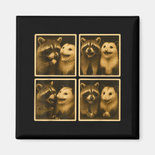 Funny Ssum And Raccoon Photobooth Selfie Trash Fer Magnet