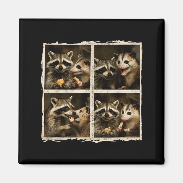 Funny Ssum And Raccoon Photobooth Selfie Trash Fer Magnet (Front)
