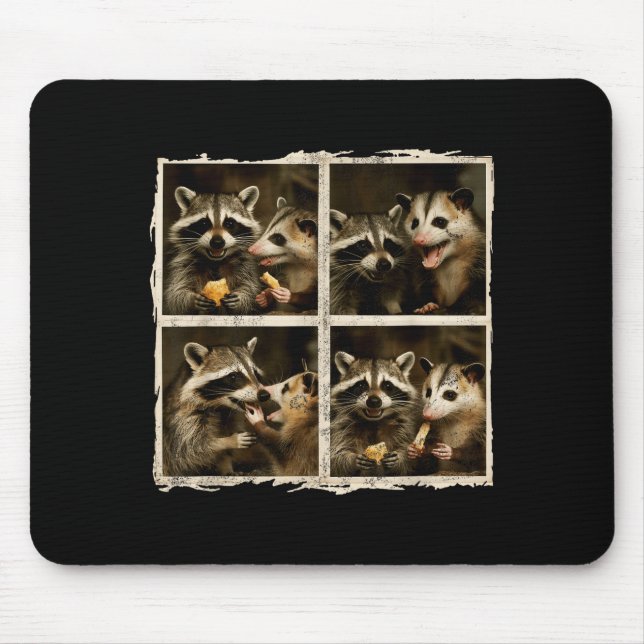Funny Ssum And Raccoon Photobooth Selfie Trash Fer Mouse Pad (Front)
